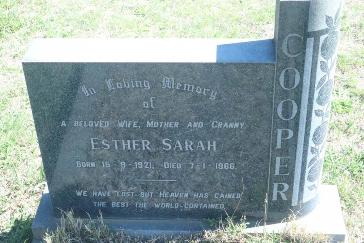 COOPER Esther Sarah 1921-1966