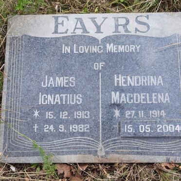 EAYRS James Ignatius 1913-1982 &amp; Hendrina Magdelena 1914-2004