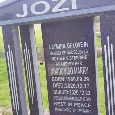 JOZI Nondumiso Marry 1960-2020