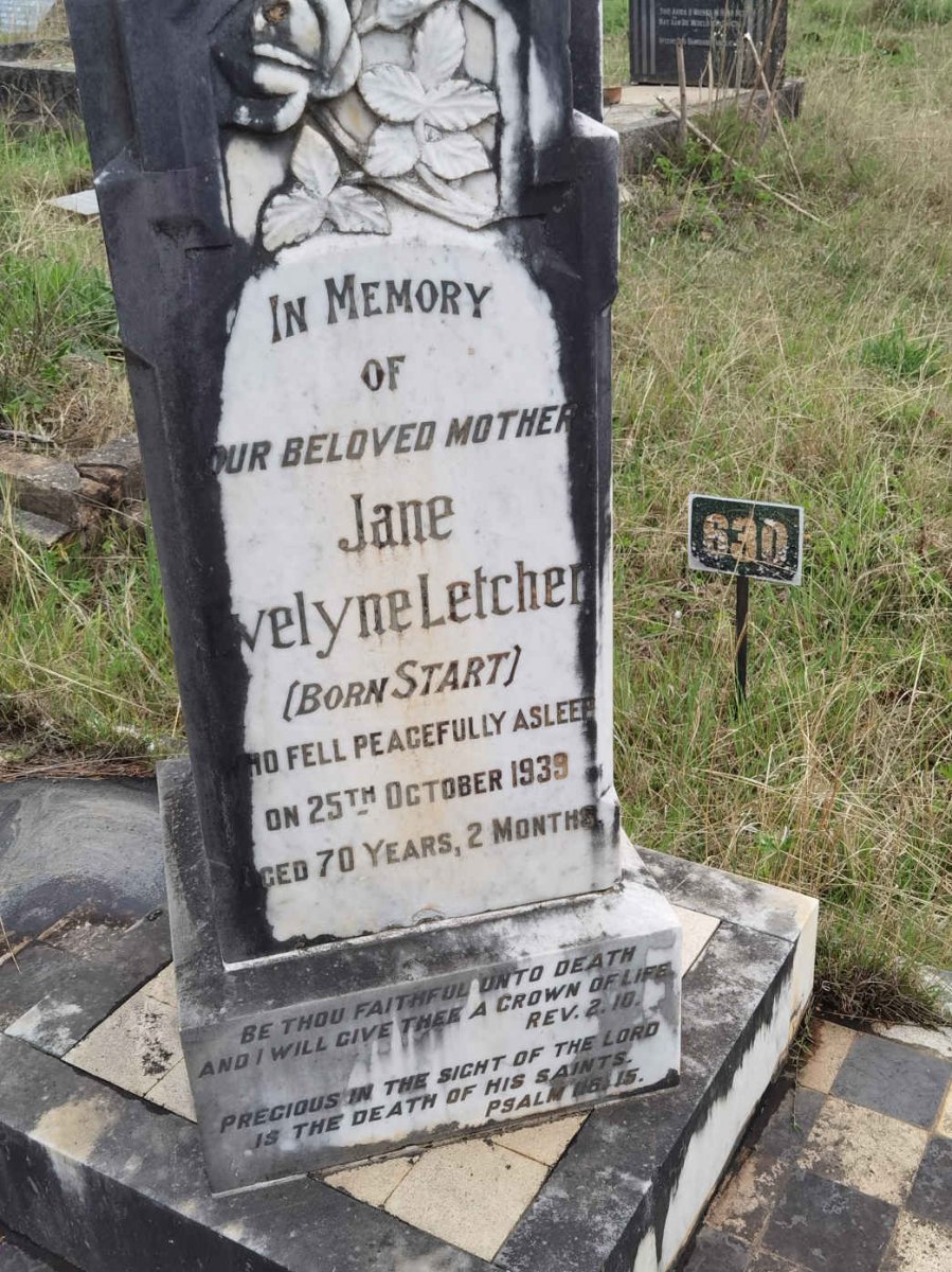 LETCHER Jane Evelyne nee START -1939