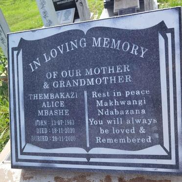 MBASHE Thembakazi Alice Mbashe 1962-2020