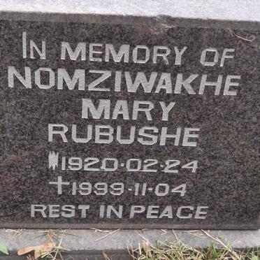 RUBUSHE Nomziwakhe Mary 1920-1999