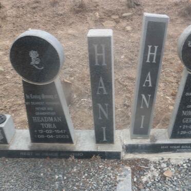 HANI Headman Tora 1947-2003 &amp; Nomabhaso Gertrude 1947-2004