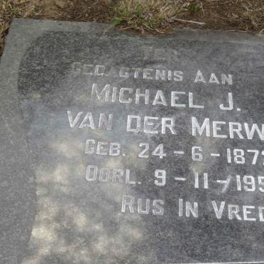 MERWE Michael J., van der 1872-1956