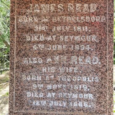 READ James 1811-1894 &amp; Ann 1819-1886
