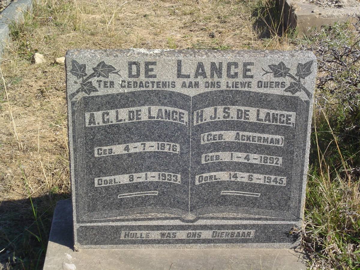 LANGE A.C.L., de 1876-1933 & H.J.S. ACKERMAN 1892-1945