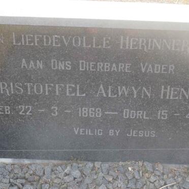 HENRICO Christoffel Alwyn 1868-1953