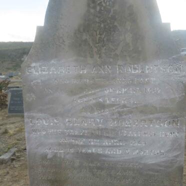 ROBERTSON Elizabeth Ann -1857 :: ROBERTSON Louis Henry -1869