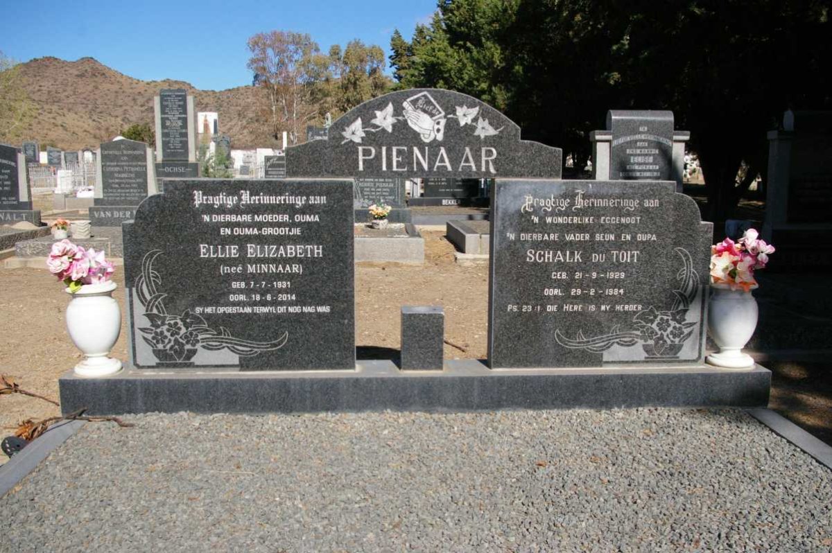 PIENAAR Schalk du Toit 1929-1984 & Ellie Elizabeth MINNAAR 1931-2014