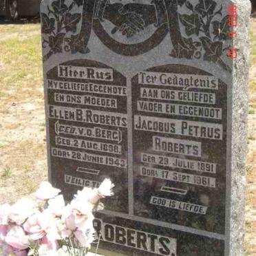 ROBERTS Jacobus Petrus 1891-1961 &amp; Ellen B. V.D. BERG 1898-1943