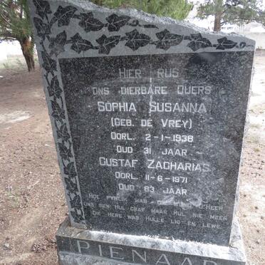PIENAAR Gustaf Zacharias -1971 &amp; Sophia Susanna DE VREY -1938
