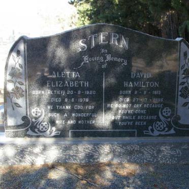 STERN David Hamilton 1913-1995 &amp; Aletta Elizabeth RETIEF 1920-1979