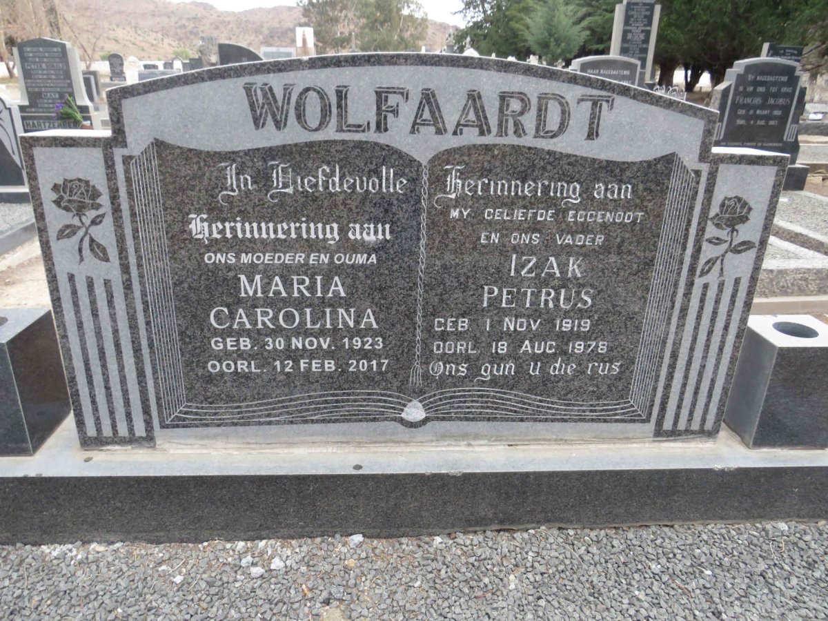 WOLFAARDT Izak Petrus 1919-1976 & Maria Carolina 1923-2017
