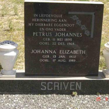SCRIVEN Petrus Johannes 1895-1968 &amp; Johanna Elizabeth 1902-1989