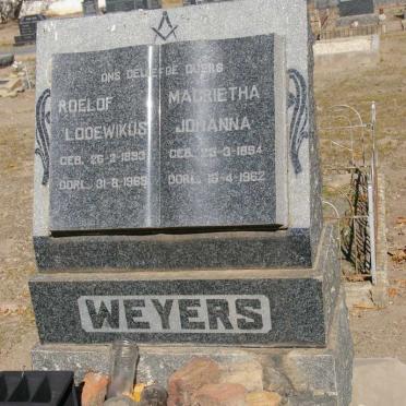 WEYERS Roelof Lodewikus 1893-1968 &amp; Magrietha Johanna 1894-1962