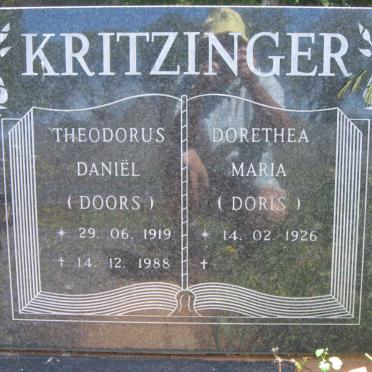 KRITZINGER Theodorus Daniel 1919-1988 &amp; Dorothea Maria 1926-
