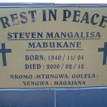 MABUKANE Steven Mangalisa 1940-2000
