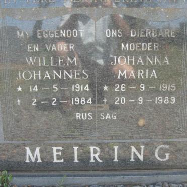 MEIRING Willem Johannes 1914-1984 &amp; Johanna Maria 1915-1989