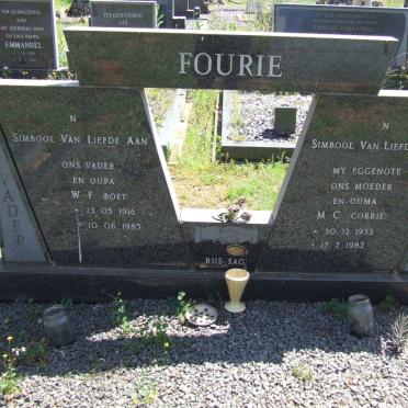 FOURIE W.F. 1916-1985 &amp; M.C. 1933-1982