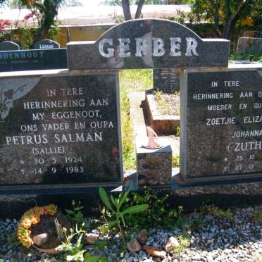 GERBER Petrus Salman 1924-1983 &amp; Zoetjie Elizabeth Johanna 1927-1996