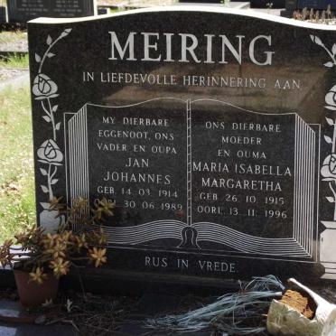 MEIRING Jan Johannes 1914-1989 &amp; Maria Isabella Margaretha 1915-1996