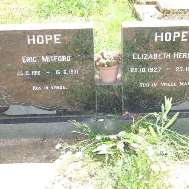 HOPE Eric Mitford 1916-1971 &amp; Elizabeth Herlena 1927-1998