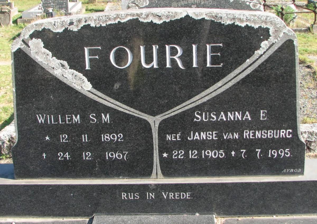 FOURIE Willem S.M. 1892-1967 &amp; Susanna E. JANSE VAN RENSBURG 1905-1995