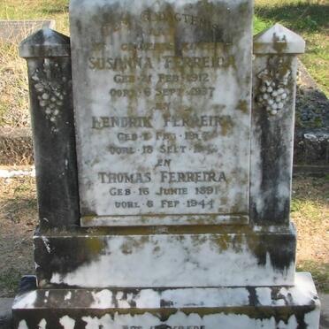 FERREIRA Thomas 1891-1944 :: FEIRREIRA Hendrik 1917-? :: FERREIRA Susanna 1912-1937