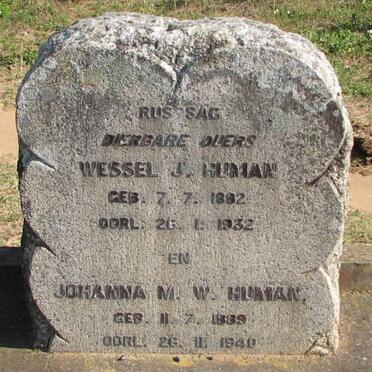 HUMAN Wessel J. 1882-1932 &amp; Johanna M.W. 1889-1940