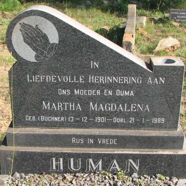 HUMAN Martha Magdalena nee BUCHNER 1901-1989