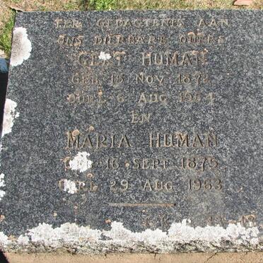 HUMAN Gert 1872-1954 &amp; Maria 1975-1963