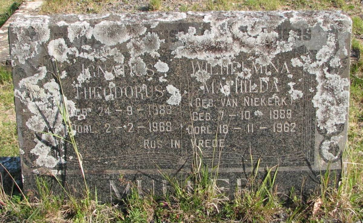 MULLER Ignatius Theodorus 1888-1968 &amp; Wilhelmina Mathilda VAN NIEKERK 1889-1962