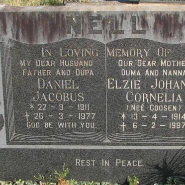NELL Daniel Jacobus 1911-1977 &amp; Elzie Johanna Cornelia GOOSEN 1914-1987