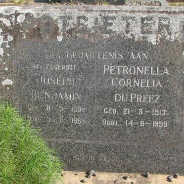 POTGIETER Joseph Benjamin 1899-1969 :: DU PREEZ Petronella Cornelia, du 1913-1999