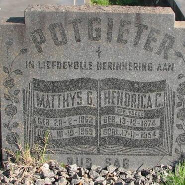 POTGIETER Matthys G. 1862-1959 &amp; Hendrica C. VOGEL 1874-1954