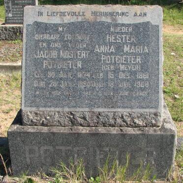 POTGIETER Jacob Mostert 18?4-1956 &amp; Hester Anna Maria MEYER 1881-1958