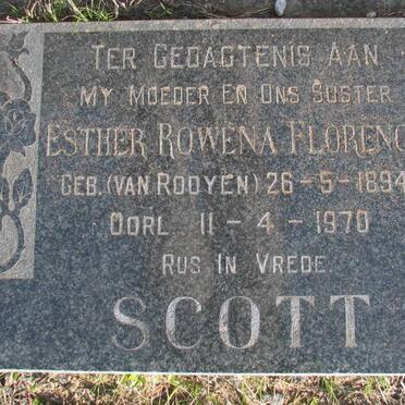 SCOTT Esther Rowena Florence nee VAN ROOYEN 1894-1970