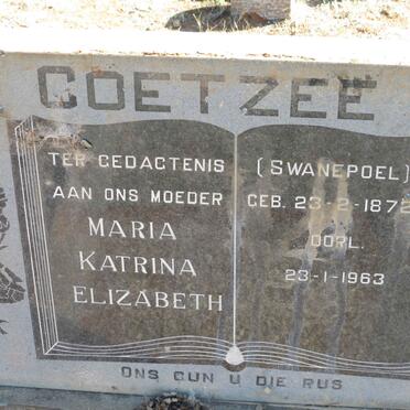 COETZEE Maria Katrina Elizabeth nee SWANEPOEL 1872-1963