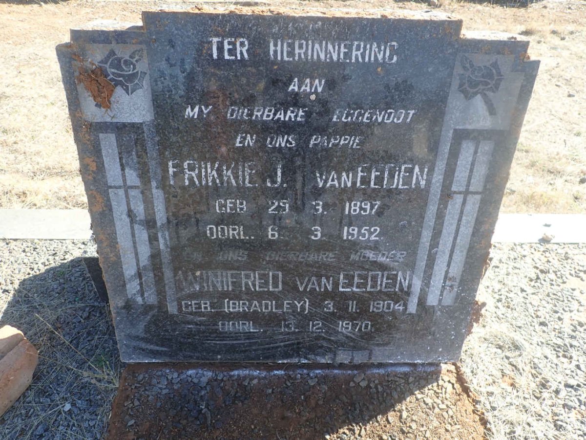EEDEN Frikkie J., van 1897-1952 &amp; Winifred BRADLEY 1904-1970