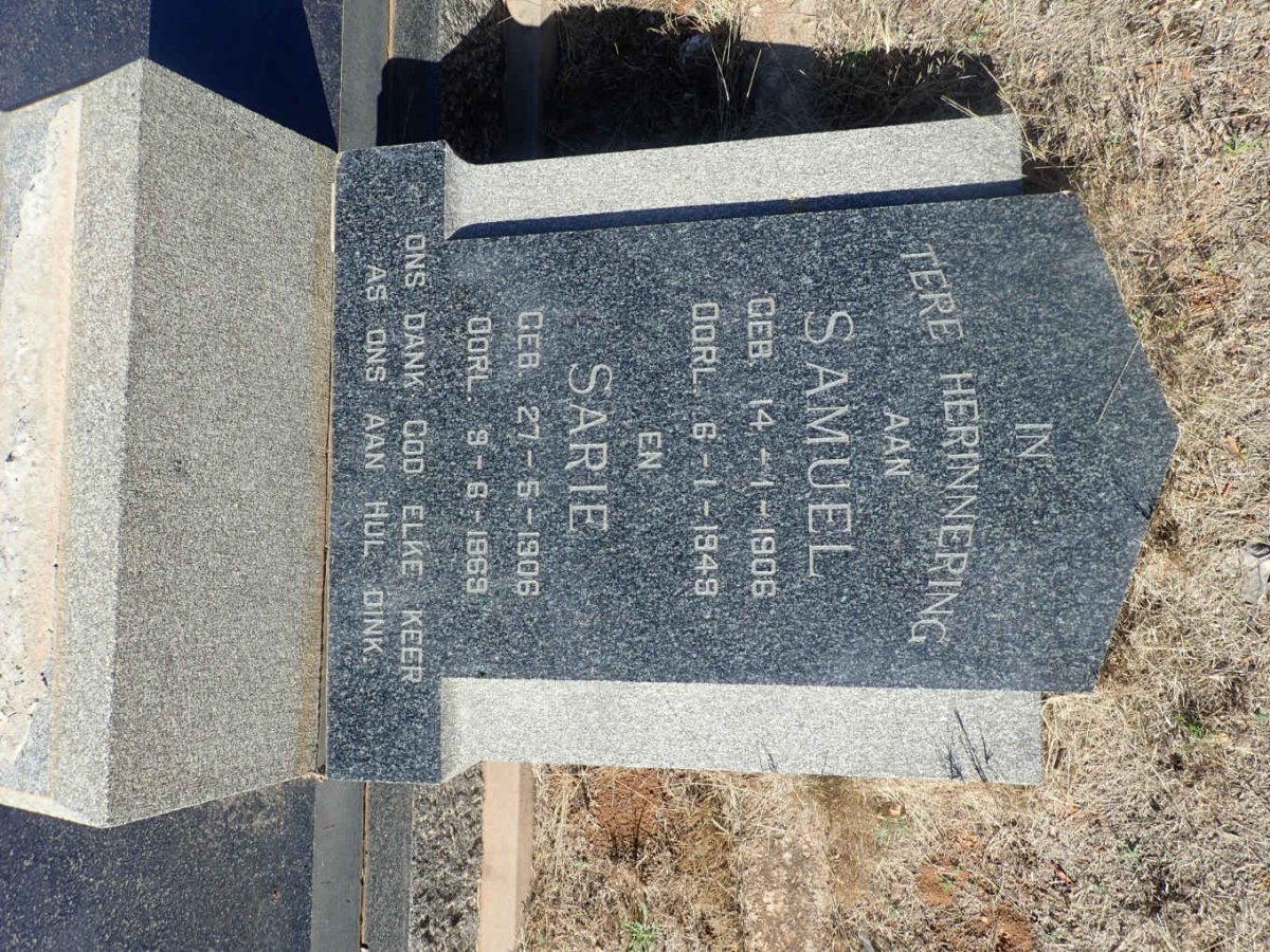 EEDEN Samuel, van 1906-1949 & Sara Susanna Nel VOSLOO 1906-1969