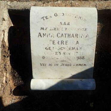 FERREIRA Anna Catharina nee SCHOEMAN 1871-1933