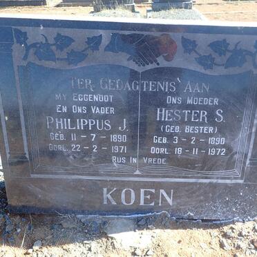 KOEN Philippus J. 1890-1971 &amp; Hester S. BESTER 1890-1972