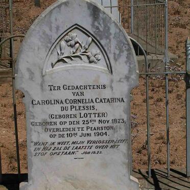 PLESSIS  Carolina Cornelia Catarina, du nee LOTTER 1873-1904