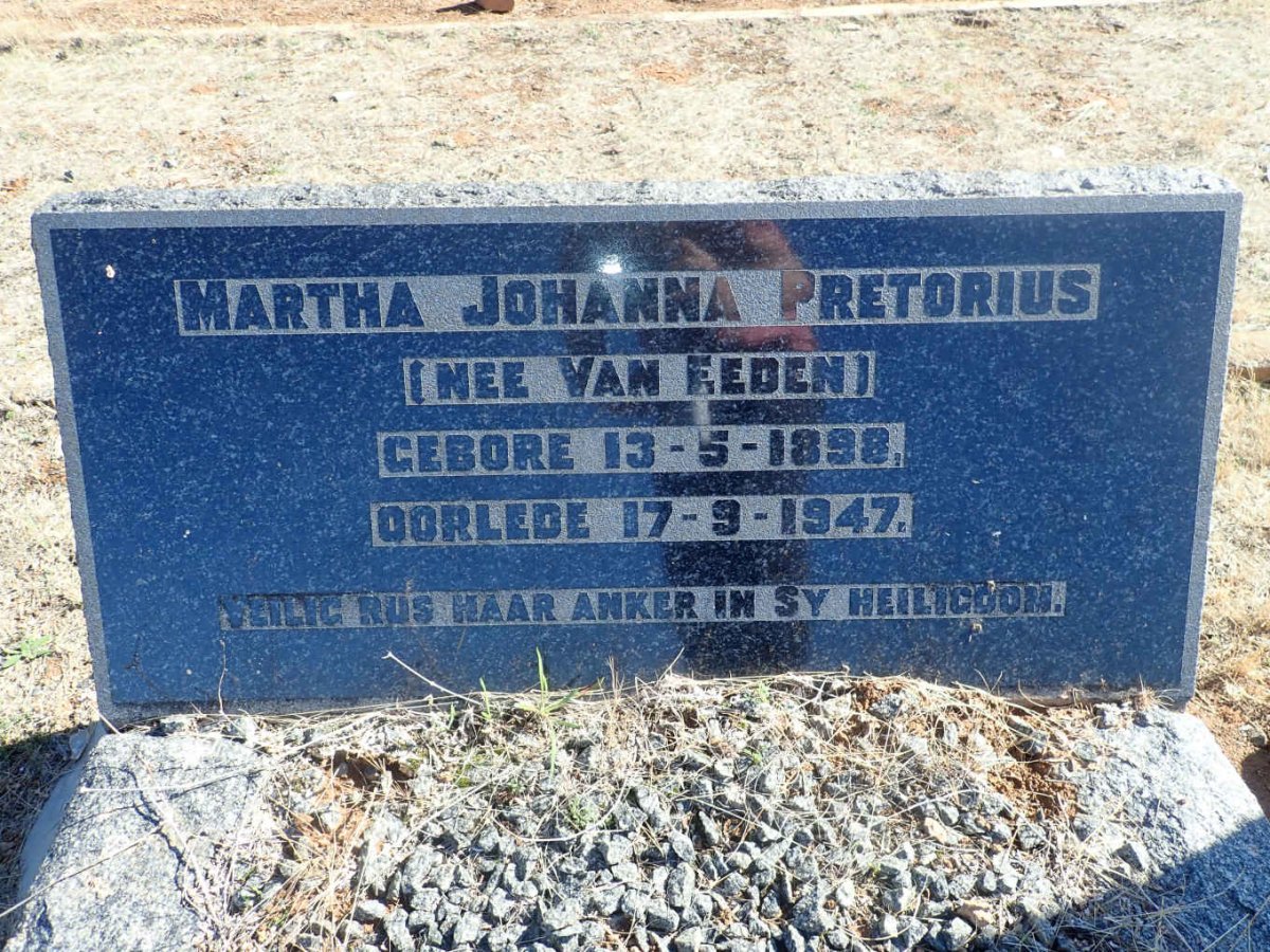 PRETORIUS Martha Johanna nee VAN EEDEN 1898-1947