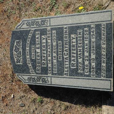 RAFFERTY Robert Esias 1856-1935 &amp; Aletta Catherina VAN EEDEN 1858-1943