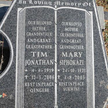 ? Jonathan Tim 1919-2006 &amp; Mary SIPHOKAZI 1921-2005