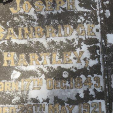 HARTLEY Joseph Bainbridge 1843-1921 &amp; Letitia 1849-1922