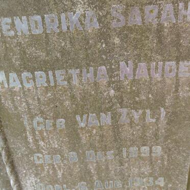 NAUDE Gert Pieter Christian 1897-1935 &amp; Hendrika Sarah Magrietha VAN ZYL 1899-1934