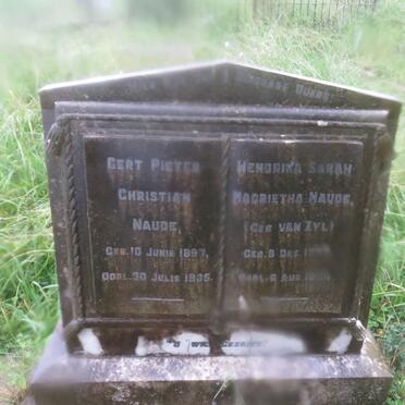 NAUDE Gert Pieter Christian 1897-1935 &amp; Hendrika Sarah Magrietha VAN ZYL 1899-1934