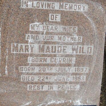 WILD Mary Maude nee CURRIN 1897-1958